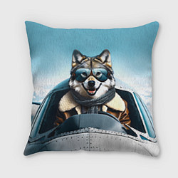 Подушка квадратная Волк авиатор, цвет: 3D-принт