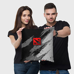 Подушка квадратная Dota 2 - монохромный серый, цвет: 3D-принт — фото 2