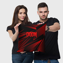 Подушка квадратная Doom - красная абстракция, цвет: 3D-принт — фото 2