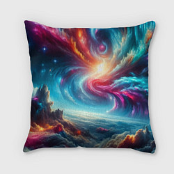Подушка квадратная Fantastic neon space landscape - ai art fantasy, цвет: 3D-принт