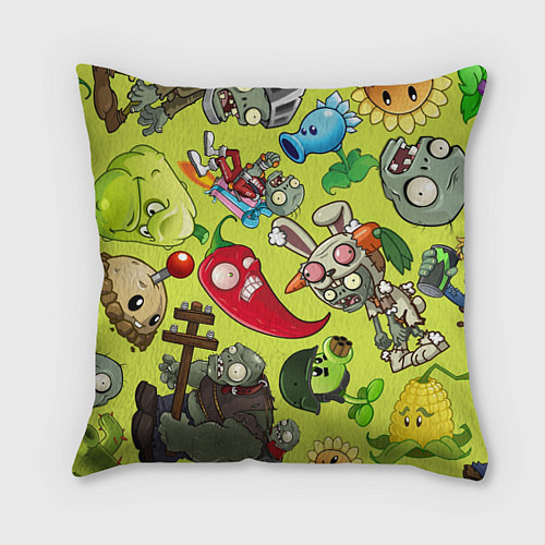 Подушка квадратная Растения против зомби с героями / 3D-принт – фото 1