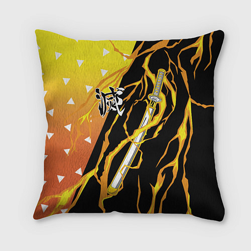 Подушка квадратная Zenitsu Agatsuma - Kisatsutai / 3D-принт – фото 1