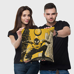 Подушка квадратная Черный человек-паук, цвет: 3D-принт — фото 2