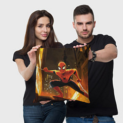 Подушка квадратная Человек-паук пускает паутину, цвет: 3D-принт — фото 2