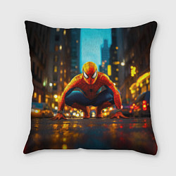 Подушка квадратная Человек паук на старте, цвет: 3D-принт
