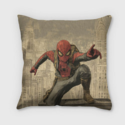 Подушка квадратная Человек-паук готов спасать мир, цвет: 3D-принт