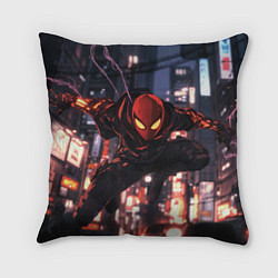 Подушка квадратная Человек паук в черном, цвет: 3D-принт