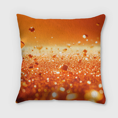 Подушка квадратная Оранжевые блестящие частицы текстура / 3D-принт – фото 1