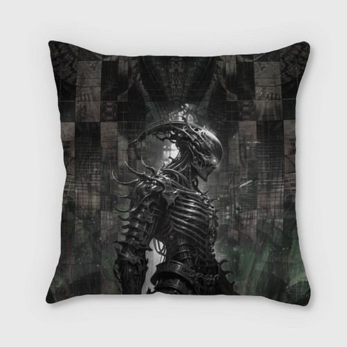 Подушка квадратная Андроподобный демонический скелет / 3D-принт – фото 1