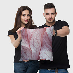 Подушка квадратная Розовые листья, цвет: 3D-принт — фото 2