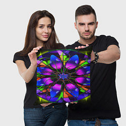 Подушка квадратная Неоновая психоделика лепестки, цвет: 3D-принт — фото 2