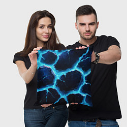 Подушка квадратная Голубая потертая текстура с разломом, цвет: 3D-принт — фото 2