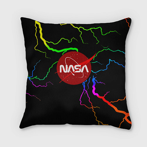 Подушка квадратная НАСА молнии градиент / 3D-принт – фото 1