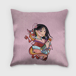 Подушка квадратная Красивая Мулан и Мушу - big pictures, цвет: 3D-принт
