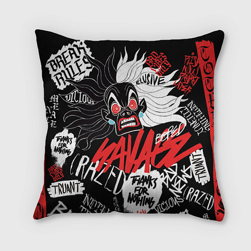 Подушка квадратная Круэлла - big pictures / 3D-принт – фото 1