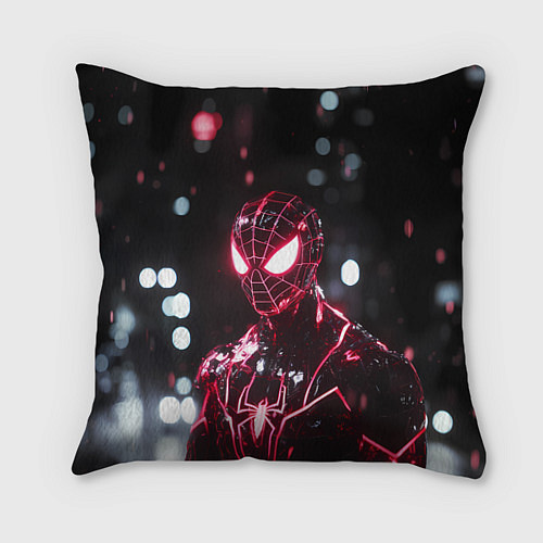 Подушка квадратная Человек-паук в красно-черном костюме / 3D-принт – фото 1