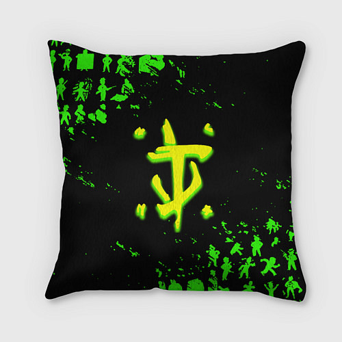 Подушка квадратная Doom x fallout кислотное лого / 3D-принт – фото 1