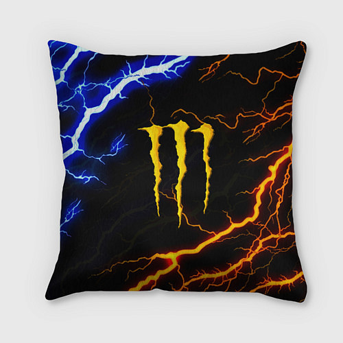 Подушка квадратная Monster energy storm / 3D-принт – фото 1