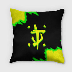 Подушка квадратная Doom огненное лого краски