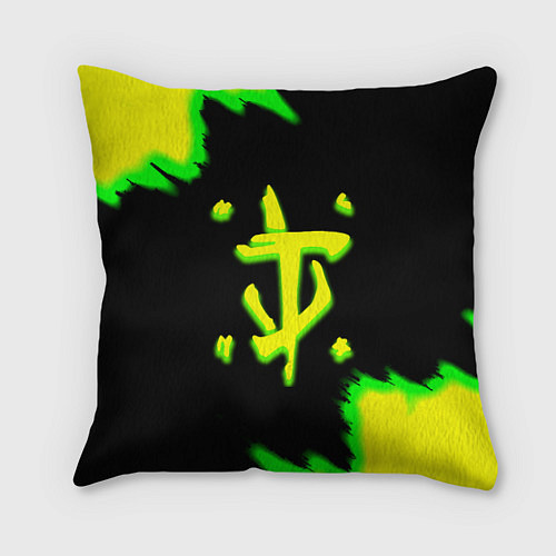 Подушка квадратная Doom огненное лого краски / 3D-принт – фото 1