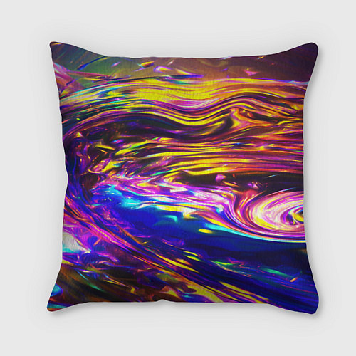 Подушка квадратная Неоновые полосы текстура / 3D-принт – фото 1