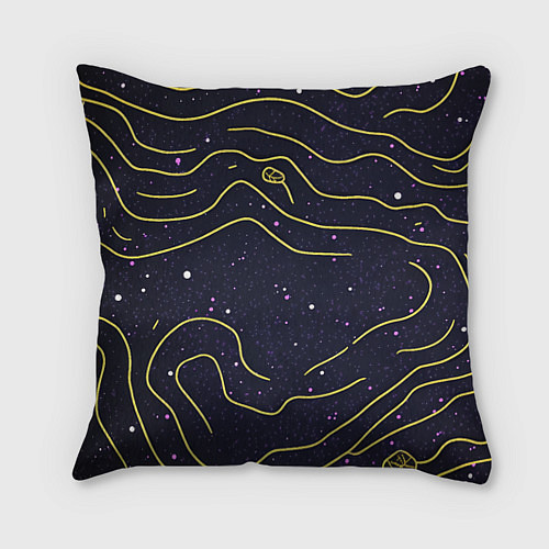 Подушка квадратная Абстракция золотых линий текстура / 3D-принт – фото 1