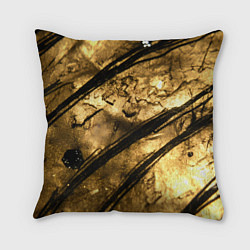 Подушка квадратная Золото с черной текстурой
