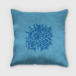 Подушка квадратная Штурвал и три розы, цвет: 3D-принт