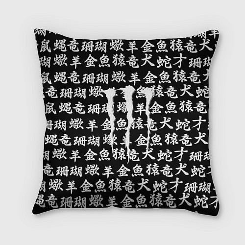 Подушка квадратная Monster energy japan pattern / 3D-принт – фото 1