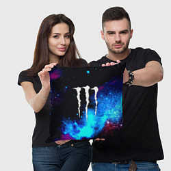 Подушка квадратная Monster energy космос, цвет: 3D-принт — фото 2