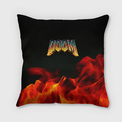 Подушка квадратная Doom огненная текстура / 3D-принт – фото 1