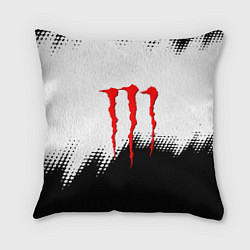 Подушка квадратная Monster energy чёрно белые краски