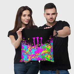 Подушка квадратная Monster energy краски неоновые, цвет: 3D-принт — фото 2