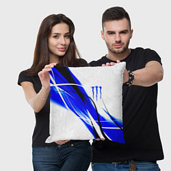 Подушка квадратная Monster energy линии абстракции, цвет: 3D-принт — фото 2