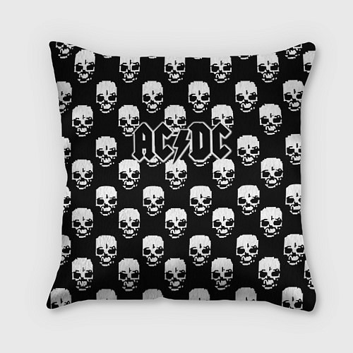Подушка квадратная AC DC rock skull / 3D-принт – фото 1