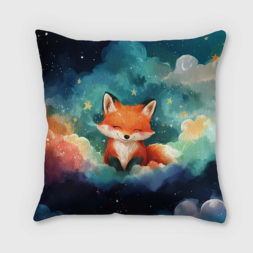 Подушка квадратная Лисенок на облаках / 3D-принт – фото 1