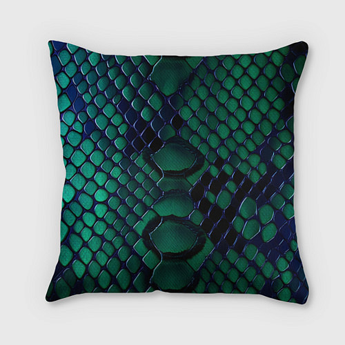 Подушка квадратная Бирюзовая змеиная кожа / 3D-принт – фото 1