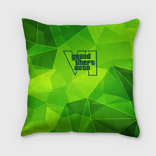 Подушка квадратная GTA6 green poly / 3D-принт – фото 1