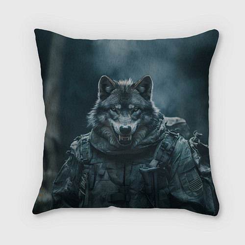 Подушка квадратная Солдат волк / 3D-принт – фото 1
