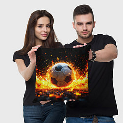 Подушка квадратная Футбольный мяч в огне, цвет: 3D-принт — фото 2
