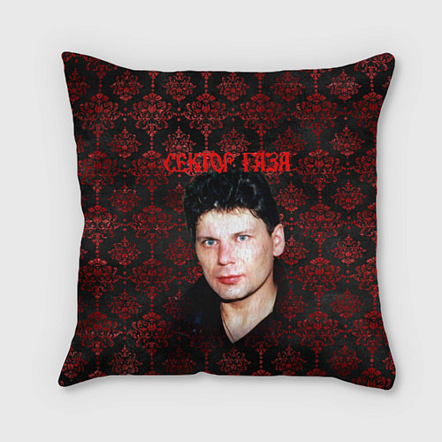 Подушка квадратная Сектор газа красные узоры / 3D-принт – фото 1