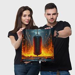 Подушка квадратная Боксерская груша в огне, цвет: 3D-принт — фото 2