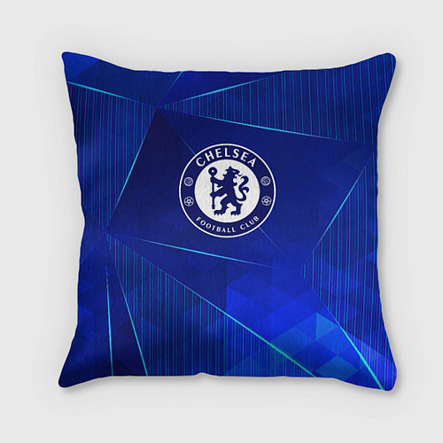 Подушка квадратная Chelsea blue poly / 3D-принт – фото 1