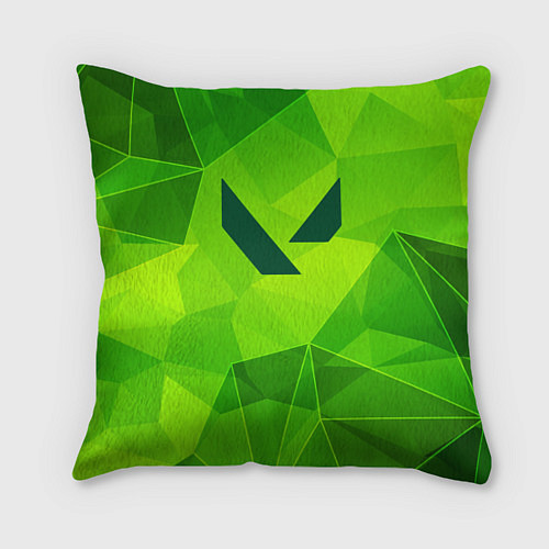 Подушка квадратная Valorant green poly / 3D-принт – фото 1