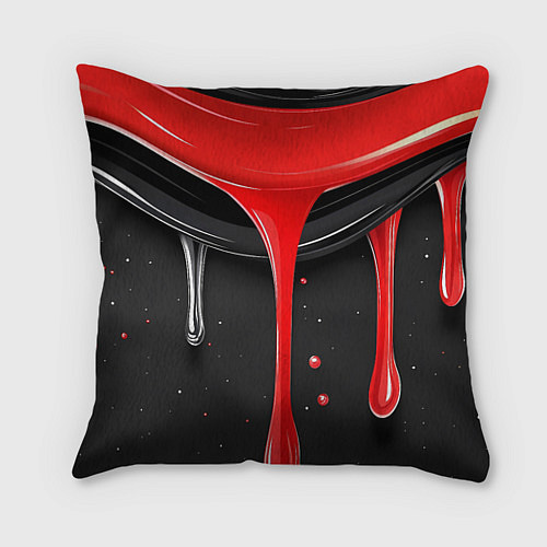 Подушка квадратная Красная и черная краска текстура / 3D-принт – фото 1