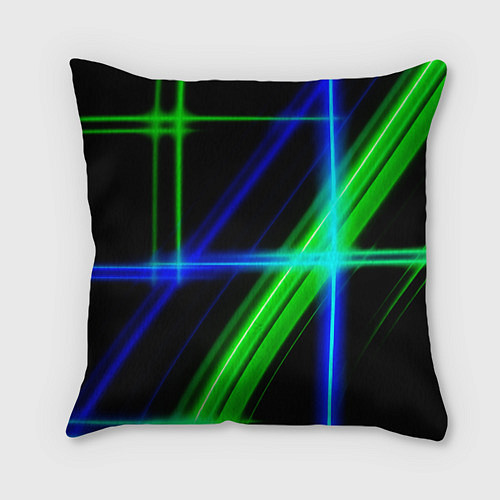 Подушка квадратная Color blue black green / 3D-принт – фото 1