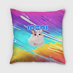 Подушка квадратная Inzoi кошечка на радужном фоне, цвет: 3D-принт