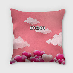 Подушка квадратная Inzoi сердечки и облака, цвет: 3D-принт