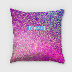 Подушка квадратная Inzoi лого и розовые блестки