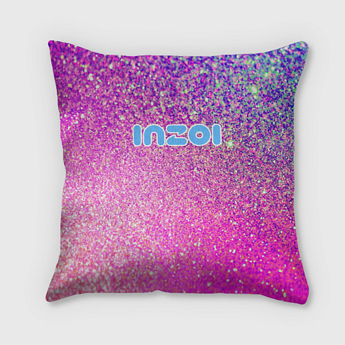 Подушка квадратная Inzoi лого и розовые блестки / 3D-принт – фото 1